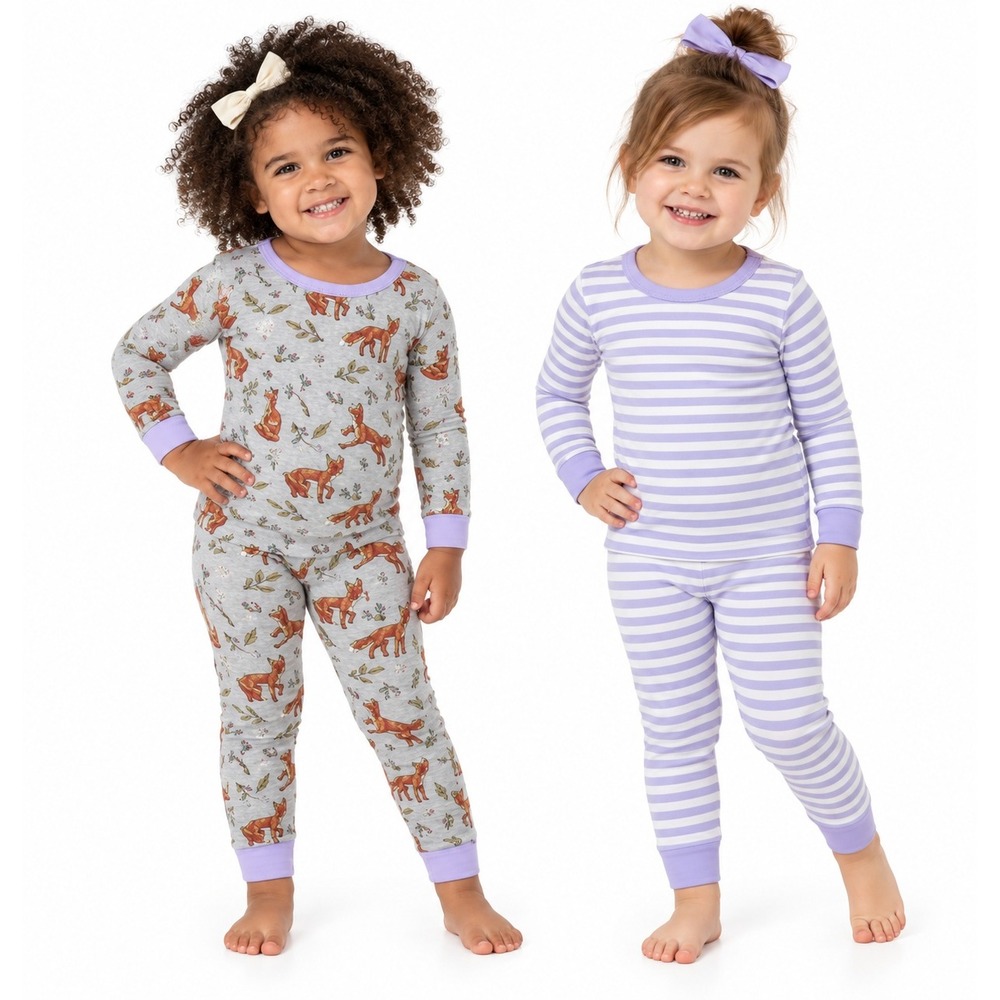 Member's Mark Girls' 4-Piece Cotton Pajamas Set 2T – Fox & Stripes